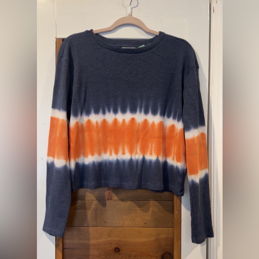 Tie dyed Navy Waffle Knit Top by Saturday Sunday from Anthropologie